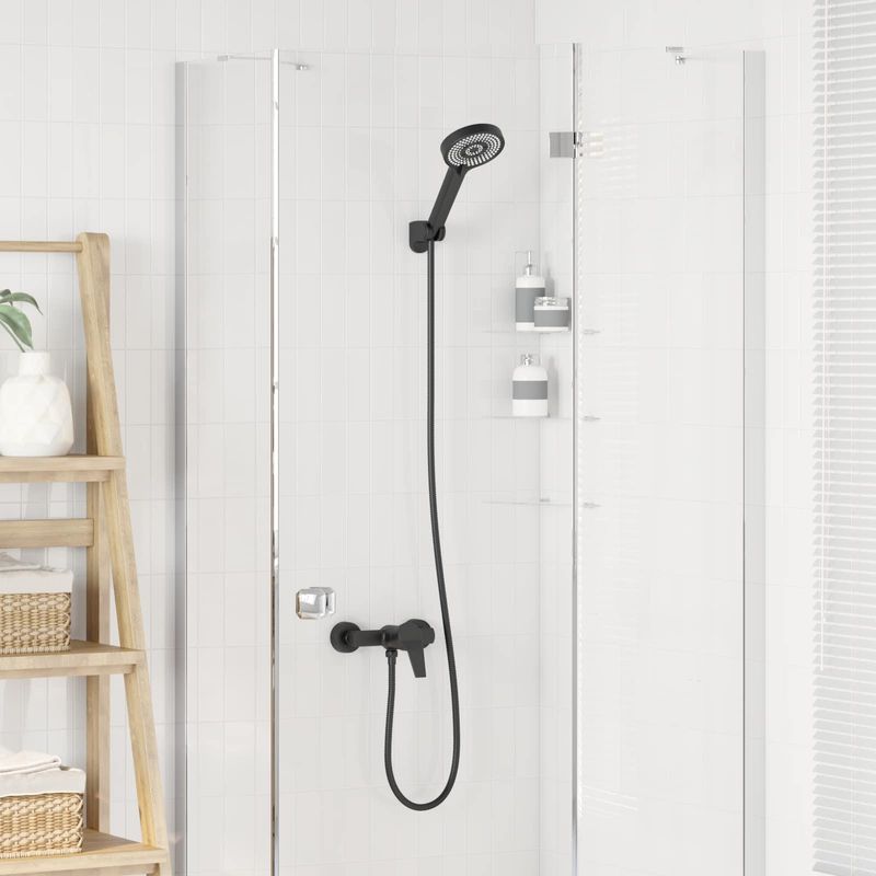Casa si Gradina - Sanitare - Cazi si cabine de dus - Coloane si seturi de dus - Set de cap de dus Negru G 1 / 2 inci Alama - Infinity.ro