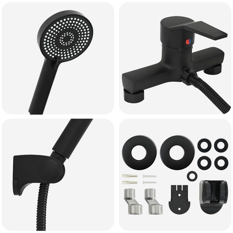 Casa si Gradina - Sanitare - Cazi si cabine de dus - Coloane si seturi de dus - Set de cap de dus Negru G 1 / 2 inci Alama - Infinity.ro