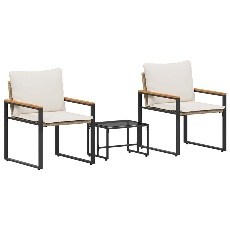 Casa si Gradina - Gradina si terasa - Mobilier exterior - Seturi mobila gradina - Seturi de mobilier cu perna 3 pcs Bej si alb crem Ratan - Infinity.ro