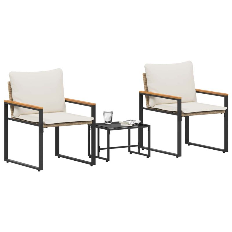 Casa si Gradina - Gradina si terasa - Mobilier exterior - Seturi mobila gradina - Seturi de mobilier cu perna 3 pcs Bej si alb crem Ratan - Infinity.ro
