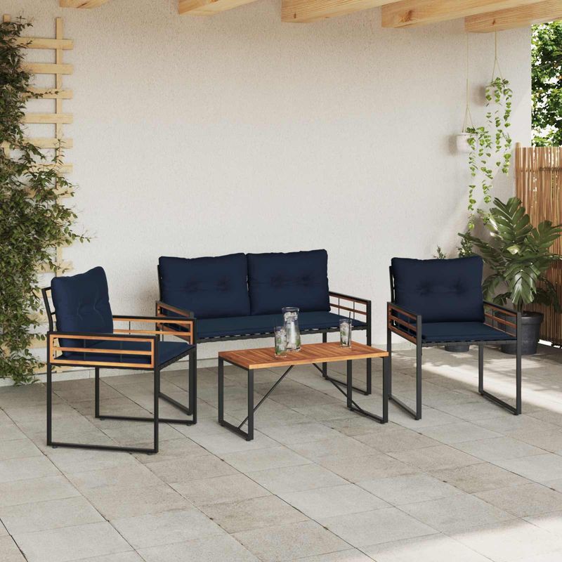 Casa si Gradina - Gradina si terasa - Mobilier exterior - Seturi mobila gradina - Set de Mobilier pentru Exterior cu perna 4 pcs Bleumarin - Infinity.ro