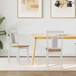 Casa si Gradina - Mobilier - Scaune si fotolii - Scaune - Scaun de sufragerie 2 pcs Alb si Natural Lemn Solid de Cauciuc - Infinity.ro