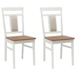 Casa si Gradina - Mobilier - Scaune si fotolii - Scaune - Scaun de sufragerie 2 pcs Alb si Natural Lemn Solid de Cauciuc - Infinity.ro