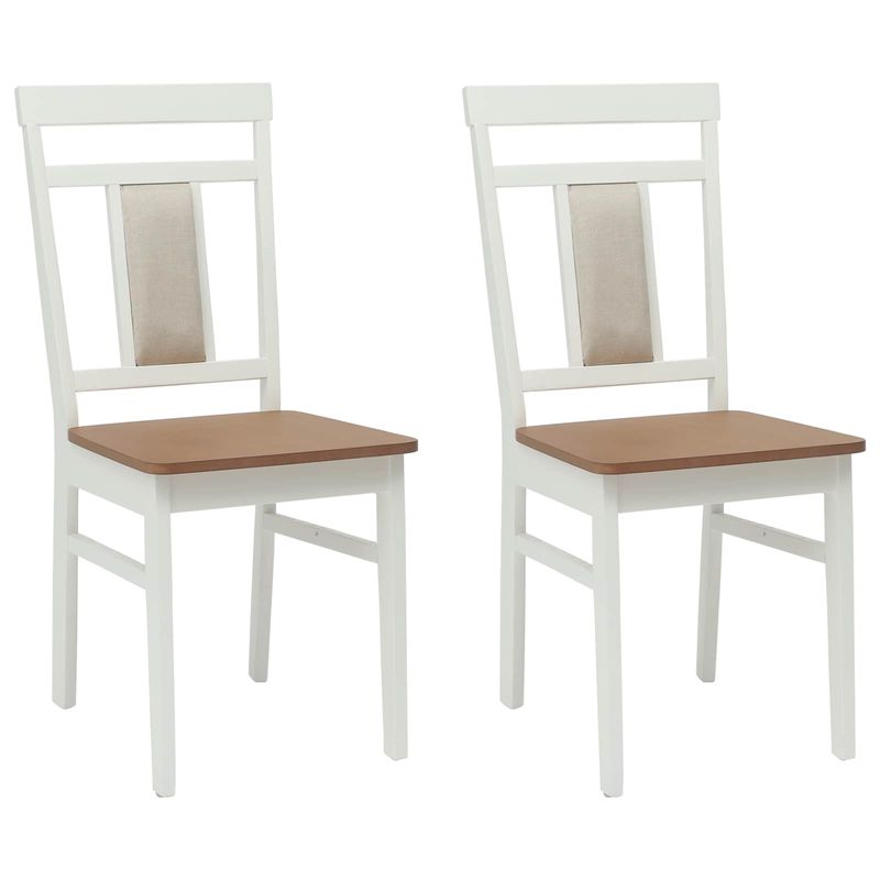 Casa si Gradina - Mobilier - Scaune si fotolii - Scaune - Scaun de sufragerie 2 pcs Alb si Natural Lemn Solid de Cauciuc - Infinity.ro