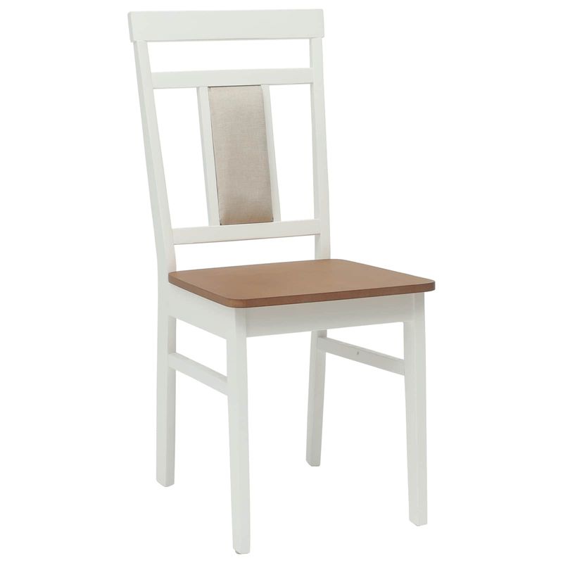 Casa si Gradina - Mobilier - Scaune si fotolii - Scaune - Scaun de sufragerie 2 pcs Alb si Natural Lemn Solid de Cauciuc - Infinity.ro