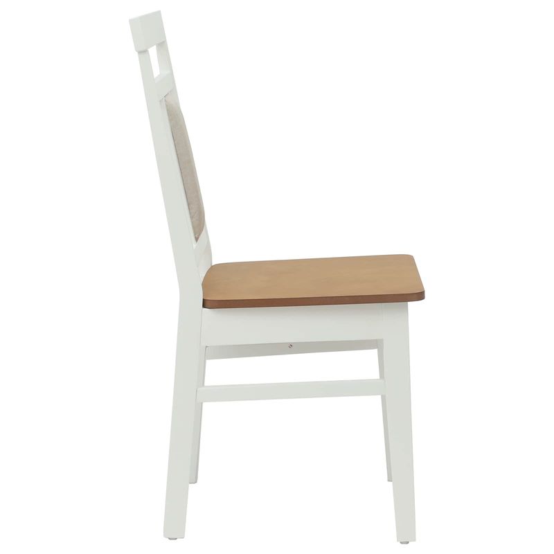 Casa si Gradina - Mobilier - Scaune si fotolii - Scaune - Scaun de sufragerie 2 pcs Alb si Natural Lemn Solid de Cauciuc - Infinity.ro