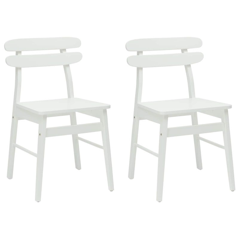 Casa si Gradina - Mobilier - Scaune si fotolii - Scaune - Scaun de sufragerie 2 pcs Alb Lemn Solid de Cauciuc - Infinity.ro