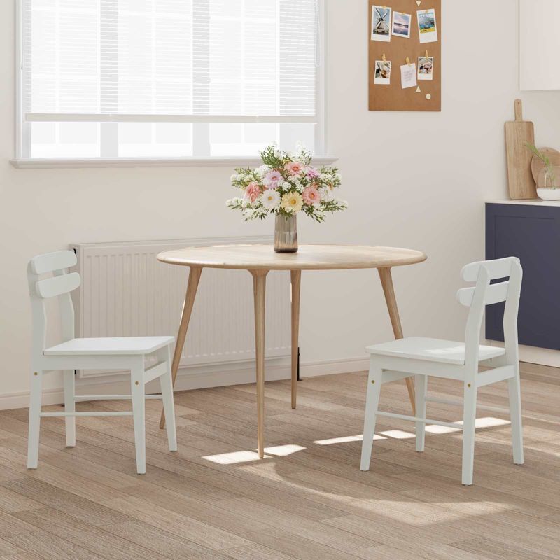 Casa si Gradina - Mobilier - Scaune si fotolii - Scaune - Scaun de sufragerie 2 pcs Alb Lemn Solid de Cauciuc - Infinity.ro