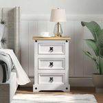 Casa si Gradina - Mobilier - Comode si corpuri - Noptiere - Noptiera cu sertar Alb 45 x 35 x 64 cm Lemn de pin masiv - Infinity.ro