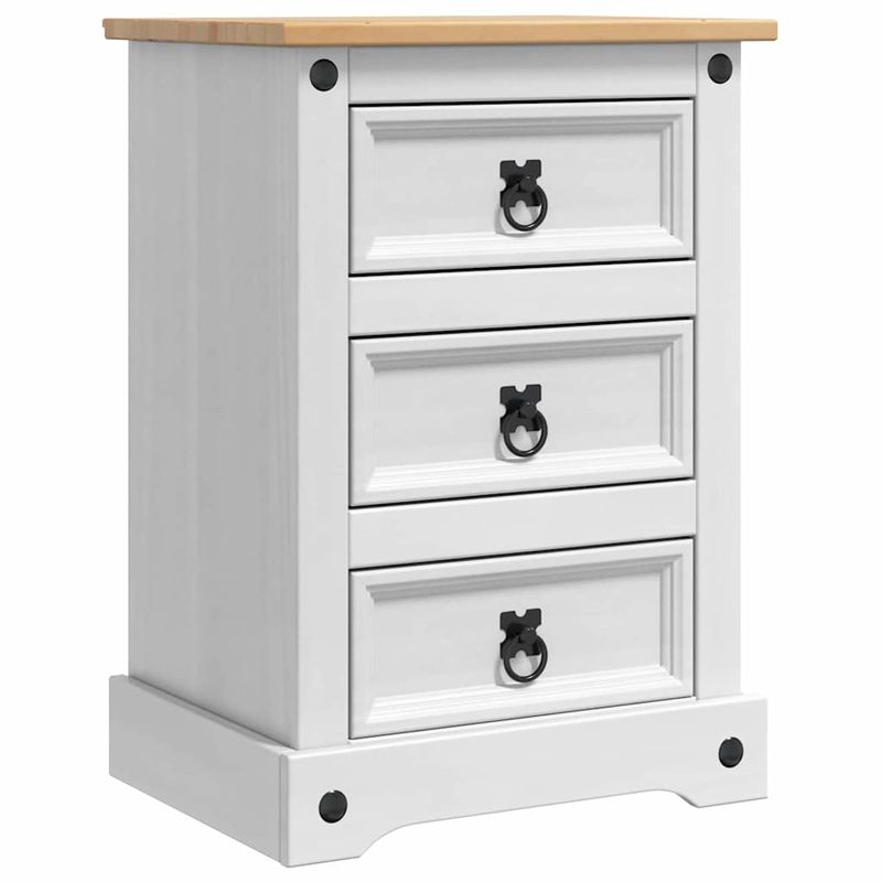 Casa si Gradina - Mobilier - Comode si corpuri - Noptiere - Noptiera cu sertar Alb 45 x 35 x 64 cm Lemn de pin masiv - Infinity.ro