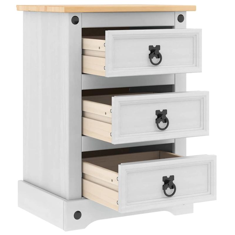 Casa si Gradina - Mobilier - Comode si corpuri - Noptiere - Noptiera cu sertar Alb 45 x 35 x 64 cm Lemn de pin masiv - Infinity.ro
