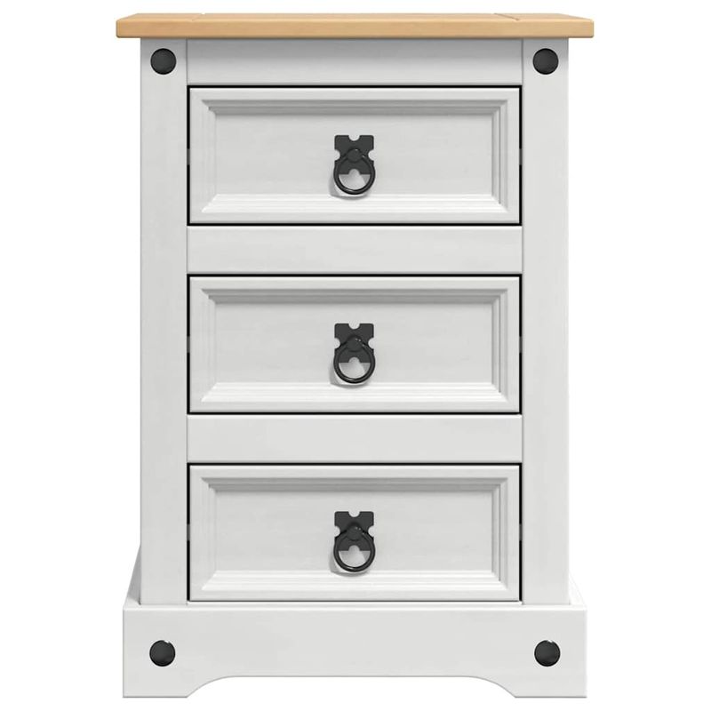 Casa si Gradina - Mobilier - Comode si corpuri - Noptiere - Noptiera cu sertar Alb 45 x 35 x 64 cm Lemn de pin masiv - Infinity.ro