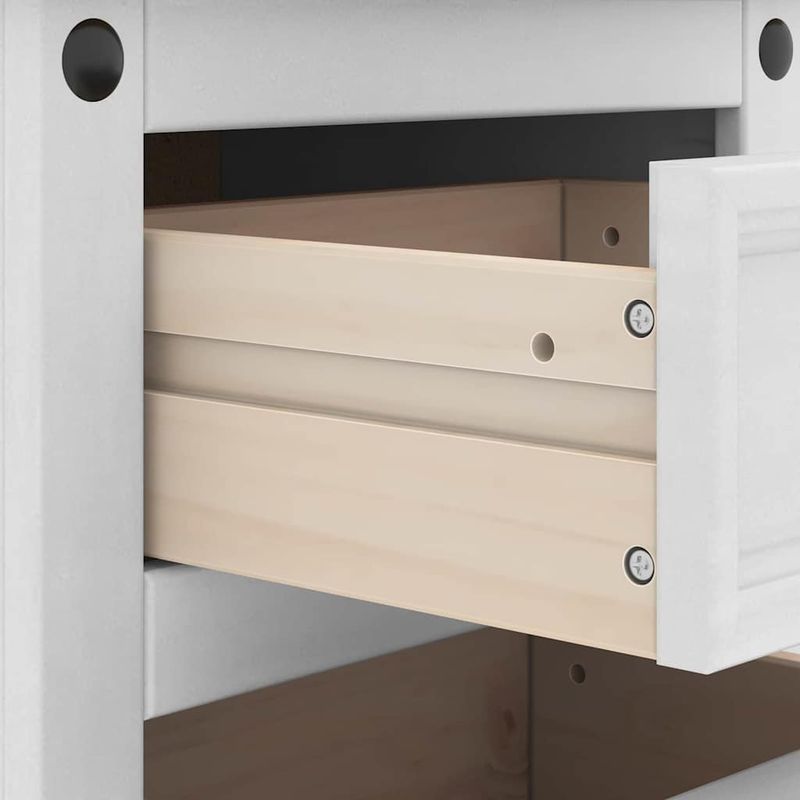 Casa si Gradina - Mobilier - Comode si corpuri - Noptiere - Noptiera cu sertar Alb 45 x 35 x 64 cm Lemn de pin masiv - Infinity.ro