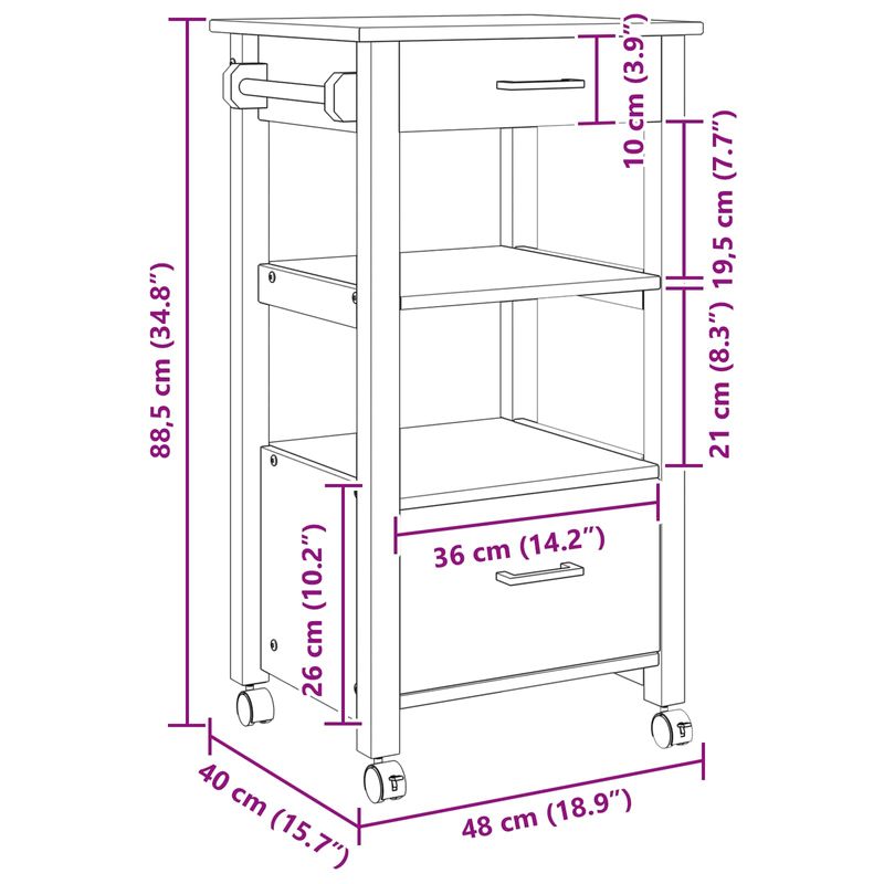 Casa si Gradina - Bucatarie si vesela - Ustensile bucatarie - Cosuri servire - Troler de Bucatarie Simplu Negru - Infinity.ro