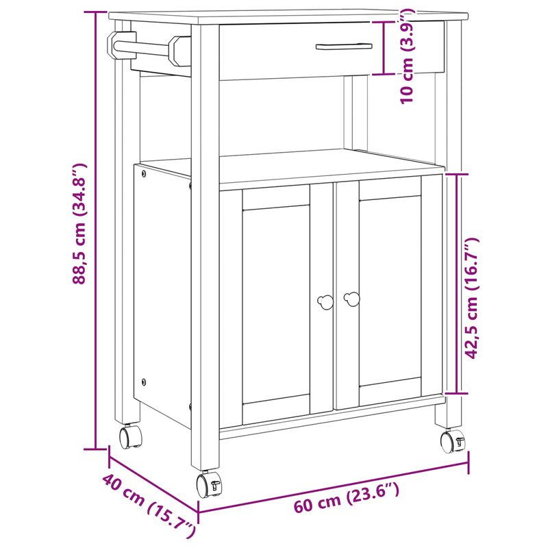 Casa si Gradina - Mobilier - Comode si corpuri - Corpuri bucatarie - Troler de Bucatarie Simplu Negru 88,5 x 40 x 60 cm - Infinity.ro