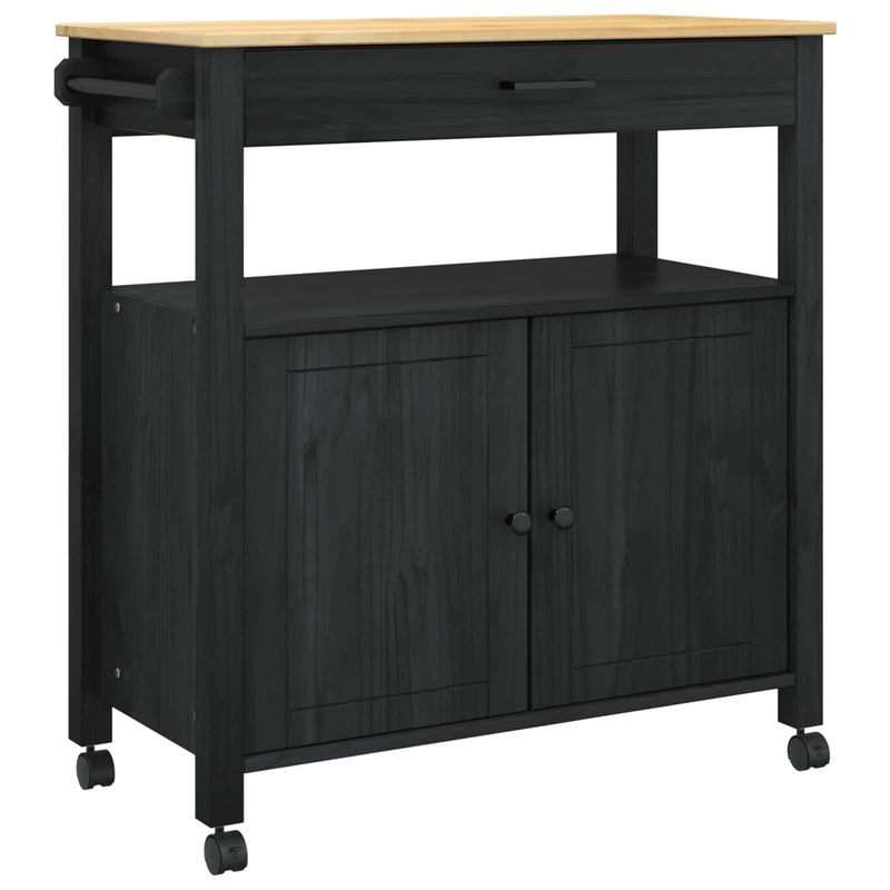 Casa si Gradina - Bucatarie si vesela - Ustensile bucatarie - Cosuri servire - Troler de Bucatarie Simplu Negru 88,5 x 40 x 48 cm - Infinity.ro