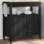 Casa si Gradina - Bucatarie si vesela - Ustensile bucatarie - Cosuri servire - Troler de Bucatarie Simplu Negru 88,5 x 40 x 48 cm - Infinity.ro