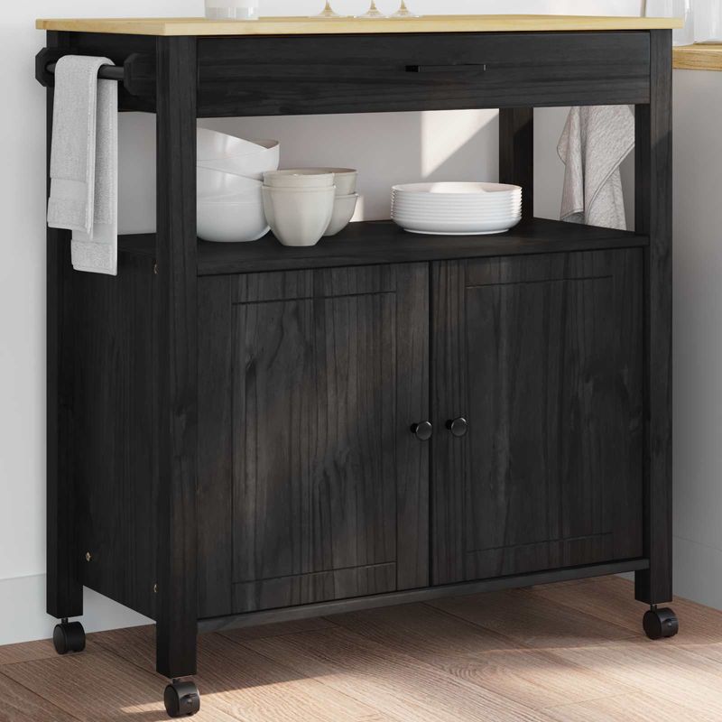 Casa si Gradina - Bucatarie si vesela - Ustensile bucatarie - Cosuri servire - Troler de Bucatarie Simplu Negru 88,5 x 40 x 48 cm - Infinity.ro