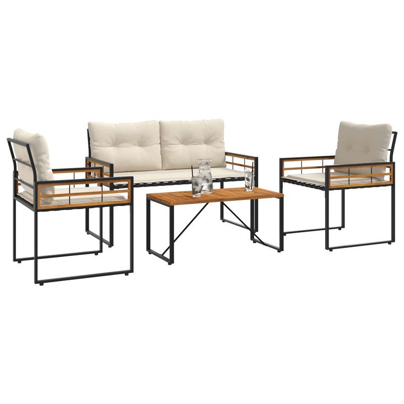 Casa si Gradina - Gradina si terasa - Mobilier exterior - Seturi mobila gradina - Set de Mobilier pentru Exterior cu perna 4 pcs Crem - Infinity.ro