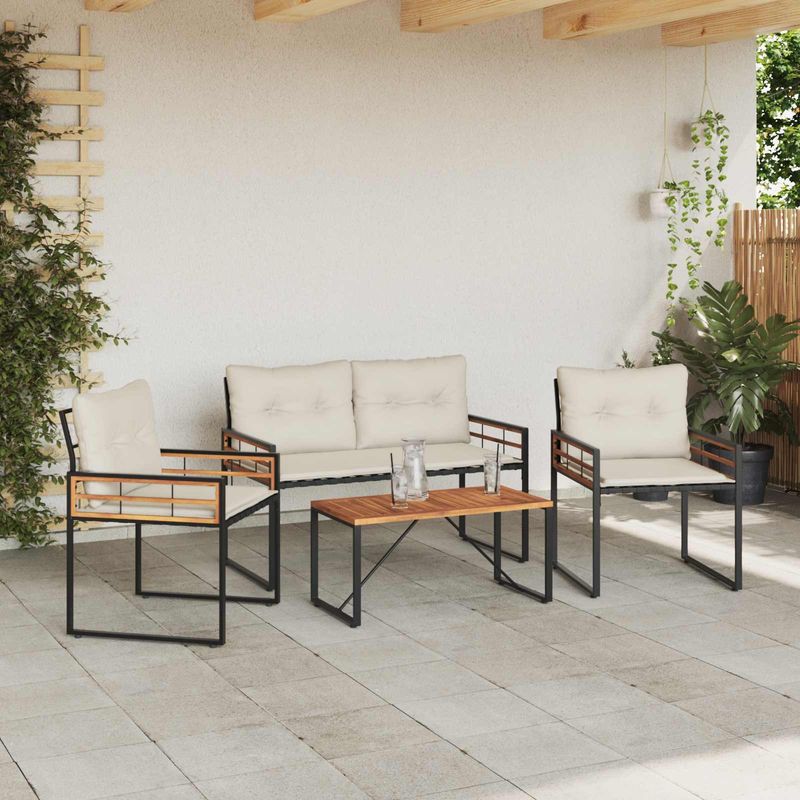 Casa si Gradina - Gradina si terasa - Mobilier exterior - Seturi mobila gradina - Set de Mobilier pentru Exterior cu perna 4 pcs Crem - Infinity.ro