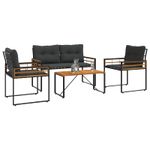 Casa si Gradina - Gradina si terasa - Mobilier exterior - Seturi mobila gradina - Set de Mobilier pentru Exterior cu perna 4 pcs Gri inchis - Infinity.ro