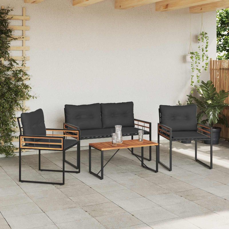 Casa si Gradina - Gradina si terasa - Mobilier exterior - Seturi mobila gradina - Set de Mobilier pentru Exterior cu perna 4 pcs Gri inchis - Infinity.ro