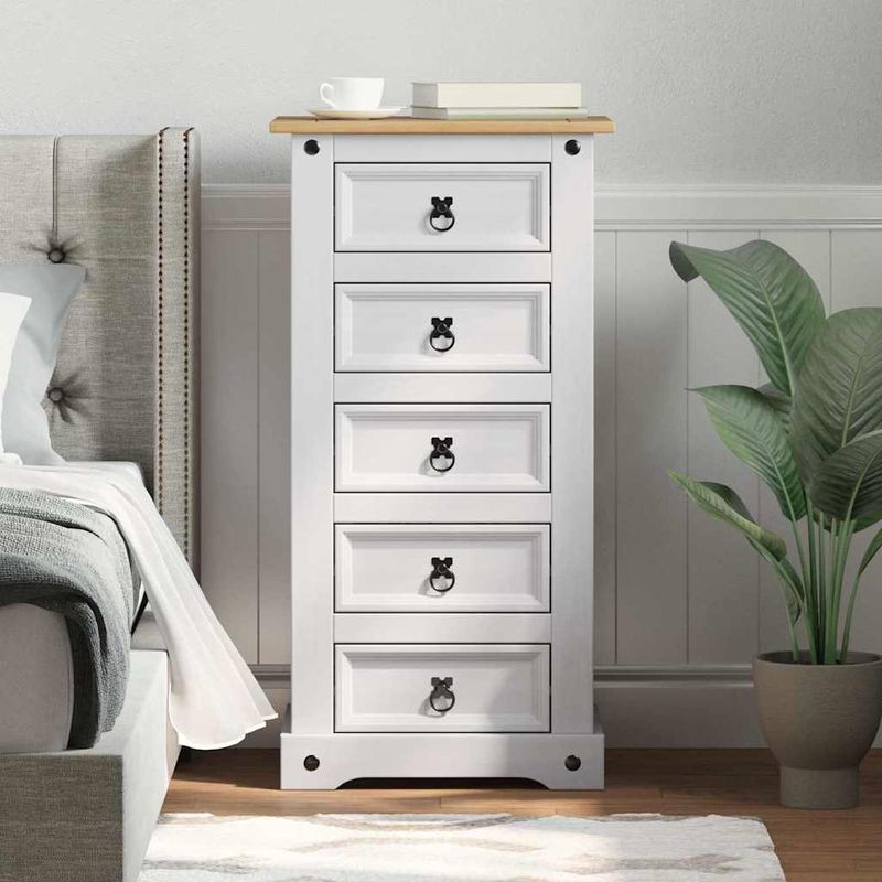 Casa si Gradina - Mobilier - Comode si corpuri - Noptiere - Noptiera cu sertar Alb 53 x 39 x 103 cm Lemn de pin masiv - Infinity.ro