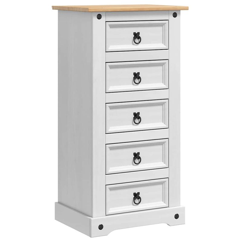 Casa si Gradina - Mobilier - Comode si corpuri - Noptiere - Noptiera cu sertar Alb 53 x 39 x 103 cm Lemn de pin masiv - Infinity.ro