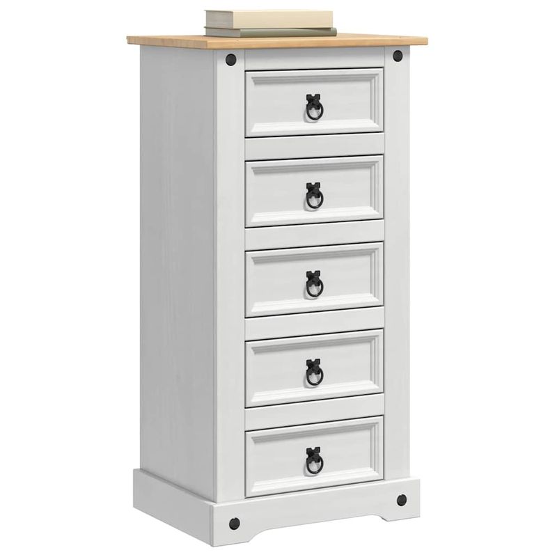 Casa si Gradina - Mobilier - Comode si corpuri - Noptiere - Noptiera cu sertar Alb 53 x 39 x 103 cm Lemn de pin masiv - Infinity.ro