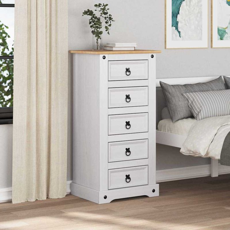 Casa si Gradina - Mobilier - Comode si corpuri - Noptiere - Noptiera cu sertar Alb 53 x 39 x 103 cm Lemn de pin masiv - Infinity.ro