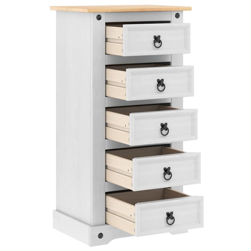 Casa si Gradina - Mobilier - Comode si corpuri - Noptiere - Noptiera cu sertar Alb 53 x 39 x 103 cm Lemn de pin masiv - Infinity.ro