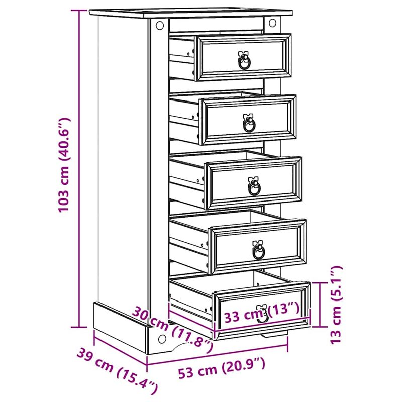 Casa si Gradina - Mobilier - Comode si corpuri - Noptiere - Noptiera cu sertar Alb 53 x 39 x 103 cm Lemn de pin masiv - Infinity.ro
