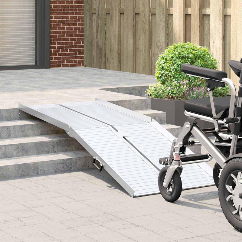 Auto si Moto - Remorci si platforme auto - Rampa pentru scaun cu rotile Argintiu 183 x 73 x 11 cm Aluminiu - Infinity.ro