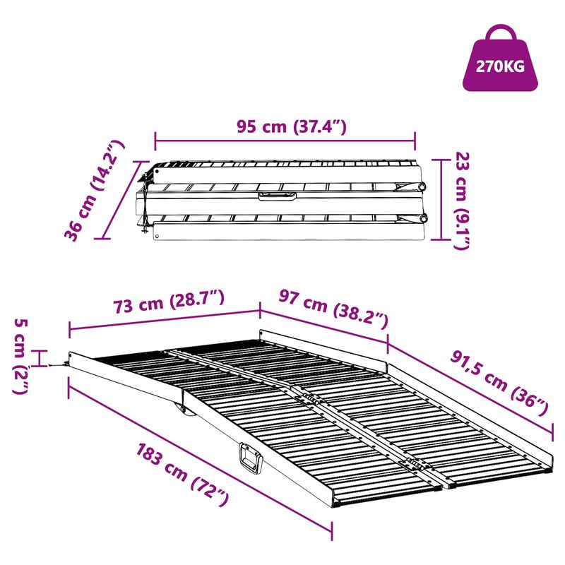 Auto si Moto - Remorci si platforme auto - Rampa pentru scaun cu rotile Argintiu 183 x 73 x 11 cm Aluminiu - Infinity.ro