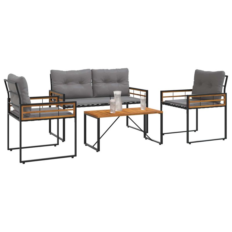Casa si Gradina - Gradina si terasa - Mobilier exterior - Seturi mobila gradina - Set de Mobilier pentru Exterior cu perna 4 pcs Gri deschis - Infinity.ro