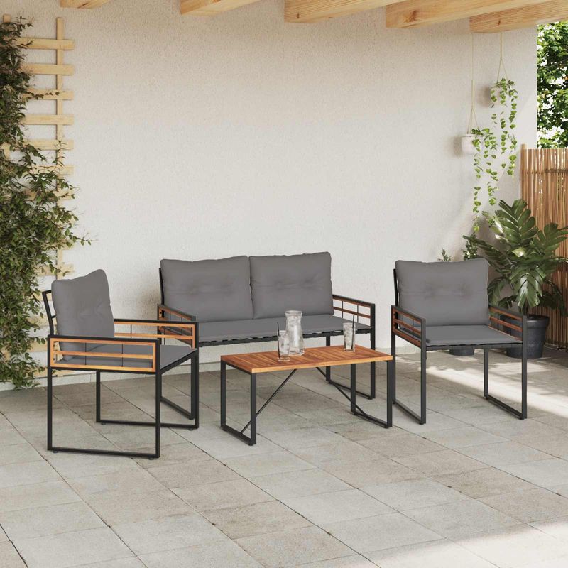 Casa si Gradina - Gradina si terasa - Mobilier exterior - Seturi mobila gradina - Set de Mobilier pentru Exterior cu perna 4 pcs Gri deschis - Infinity.ro