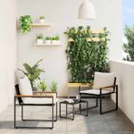 Casa si Gradina - Gradina si terasa - Mobilier exterior - Seturi mobila gradina - Seturi de mobilier cu perna 3 pcs Negru si Alb crem Ratan - Infinity.ro