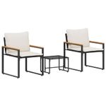 Casa si Gradina - Gradina si terasa - Mobilier exterior - Seturi mobila gradina - Seturi de mobilier cu perna 3 pcs Negru si Alb crem Ratan - Infinity.ro