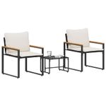Casa si Gradina - Gradina si terasa - Mobilier exterior - Seturi mobila gradina - Seturi de mobilier cu perna 3 pcs Negru si Alb crem Ratan - Infinity.ro