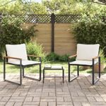 Casa si Gradina - Gradina si terasa - Mobilier exterior - Seturi mobila gradina - Seturi de mobilier cu perna 3 pcs Negru si Alb crem Ratan - Infinity.ro