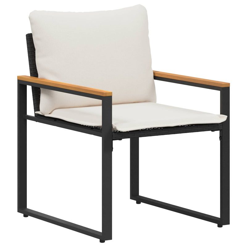 Casa si Gradina - Gradina si terasa - Mobilier exterior - Seturi mobila gradina - Seturi de mobilier cu perna 3 pcs Negru si Alb crem Ratan - Infinity.ro