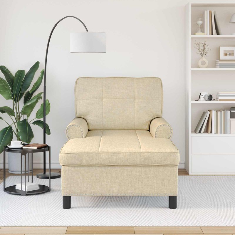 Casa si Gradina - Mobilier - Scaune si fotolii - Fotolii - Sezlong de relaxare cu perna Crem 91 x 157 x 91 cm tesatura - Infinity.ro