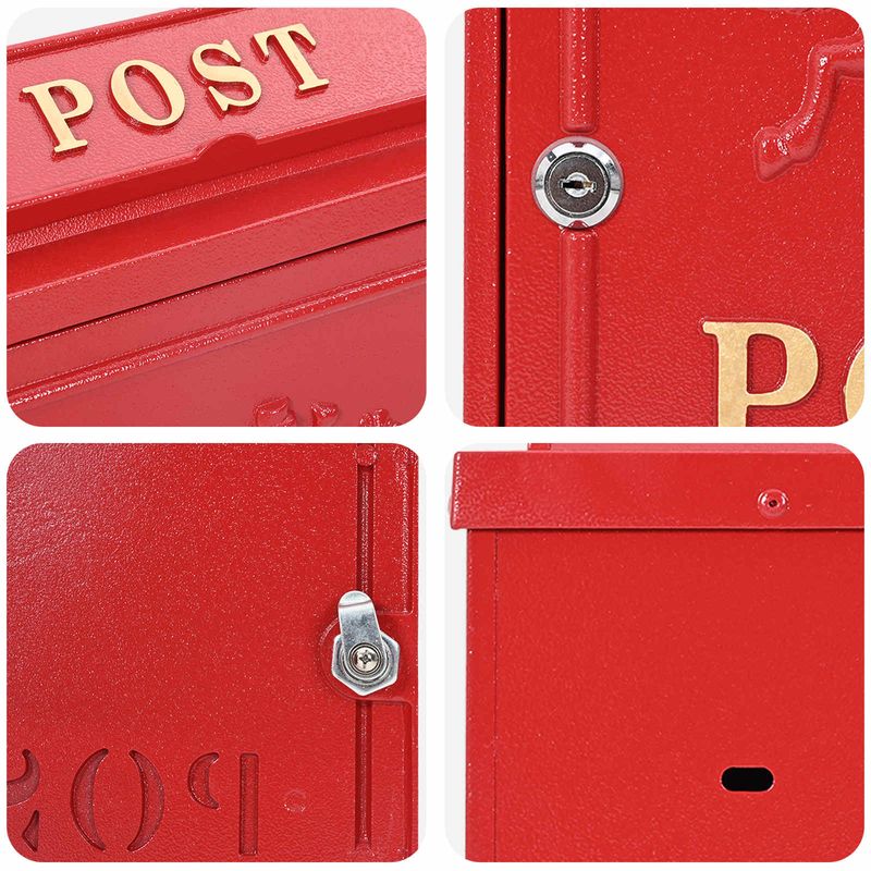Casa si Gradina - Constructii - Depozitare, transport si protectie - Cutii postale - Cutie Postala Montata pe Perete Rosu 29 x 13 x 41 cm - Infinity.ro