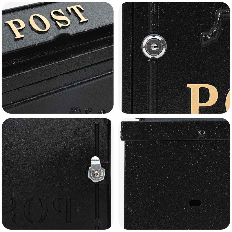 Casa si Gradina - Constructii - Depozitare, transport si protectie - Cutii postale - Cutie Postala Montata pe Perete Negru 29 x 13 x 41 cm - Infinity.ro