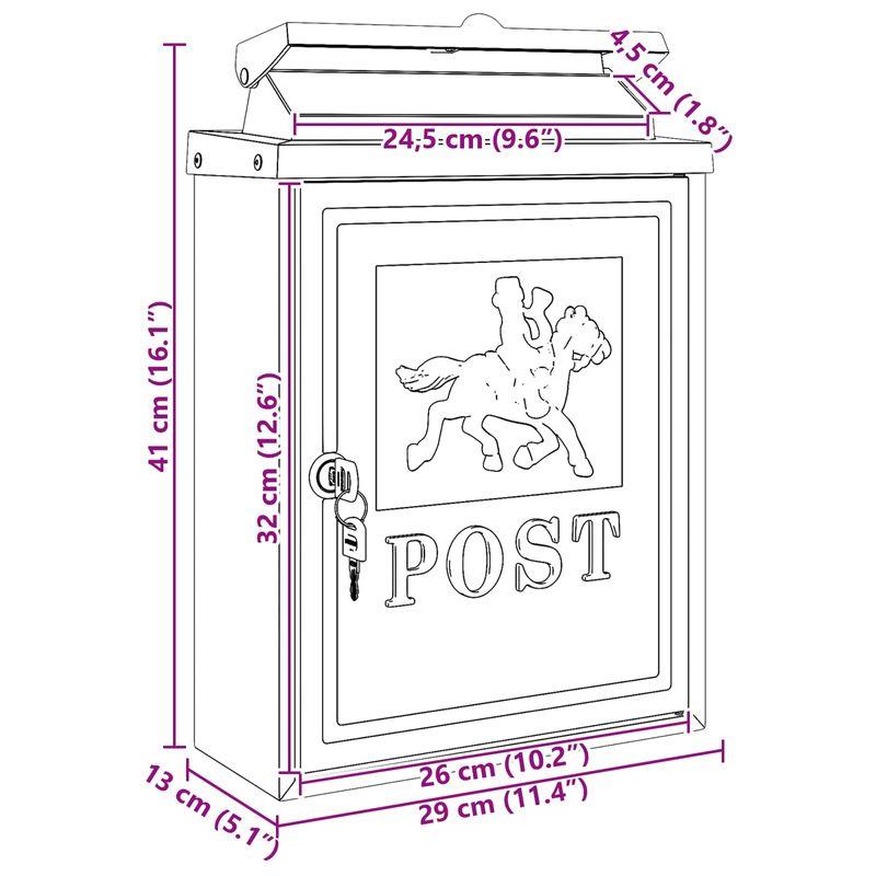 Casa si Gradina - Constructii - Depozitare, transport si protectie - Cutii postale - Cutie Postala Montata pe Perete Negru 29 x 13 x 41 cm - Infinity.ro