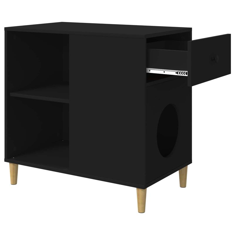 Petshop - Accesorii petshop - Culcusuri si custi - Custi interior si exterior - Casa pentru pisici Negru 72 x 42.5 x 70 cm Lemn compozit - Infinity.ro