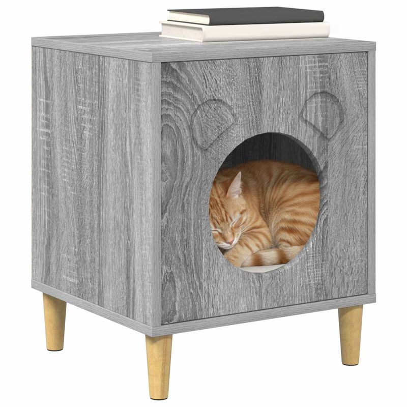 Petshop - Accesorii petshop - Jucarii animale - Ansambluri de joaca - Casa pentru pisici Gri Sonoma 42,5 x 40 x 52,5 cm Lemn compozit - Infinity.ro