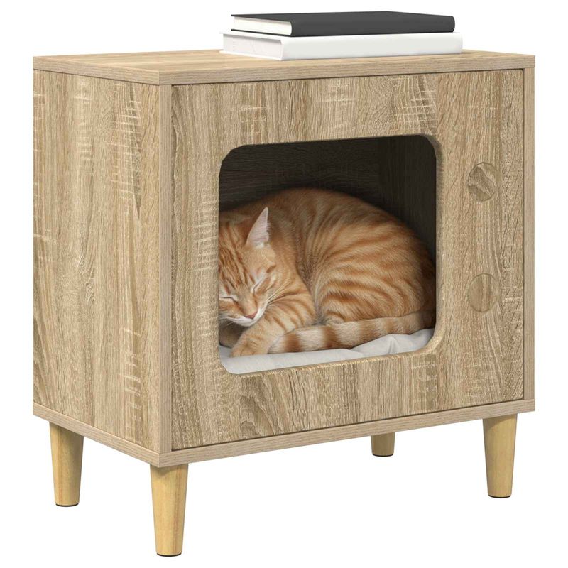 Petshop - Accesorii petshop - Culcusuri si custi - Custi interior si exterior - Casa pentru pisici Sonoma 51 x 30 x 52 cm Lemn compozit - Infinity.ro