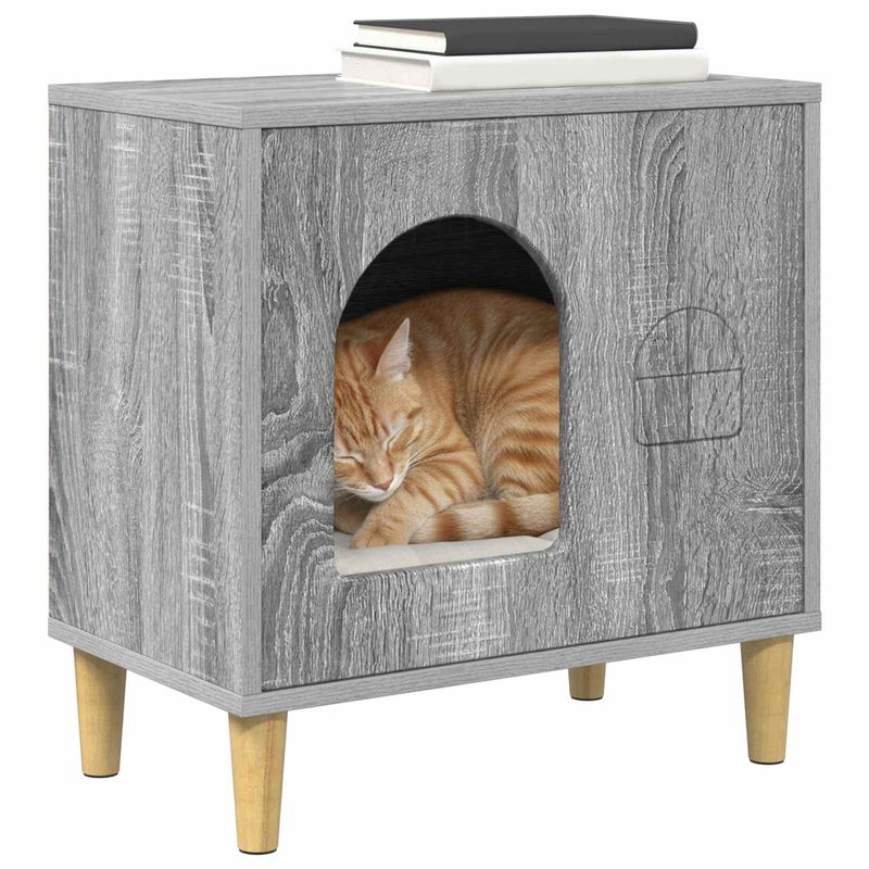 Petshop - Accesorii petshop - Jucarii animale - Ansambluri de joaca - Casa pentru pisici Gri Sonoma 51 x 30 x 52 cm Lemn compozit - Infinity.ro