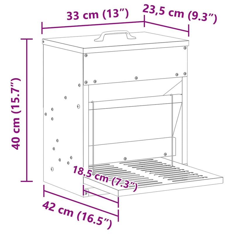 Petshop - Accesorii petshop - Castroane si adapatori - Hranitor cu pedale pentru pui Argintiu 33 x 42 x 40 cm - Infinity.ro